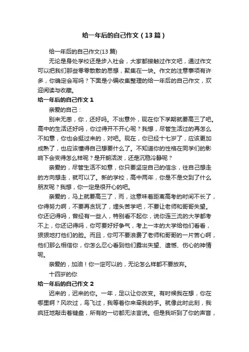 给一年后的自己作文（13篇）