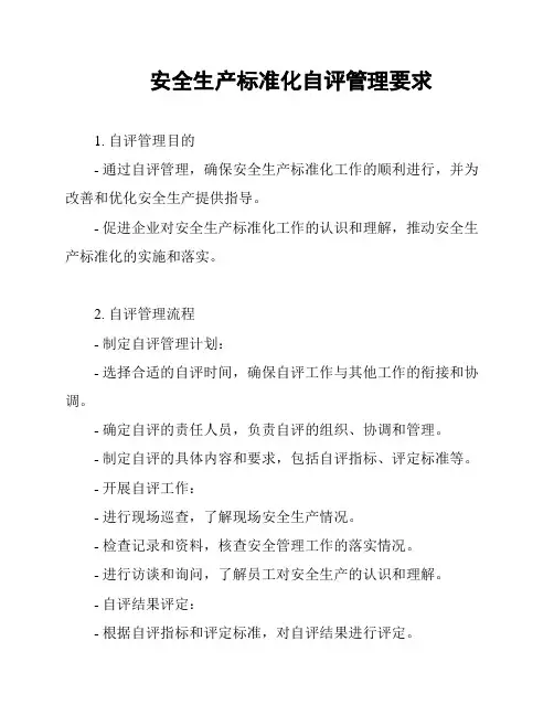 安全生产标准化自评管理要求