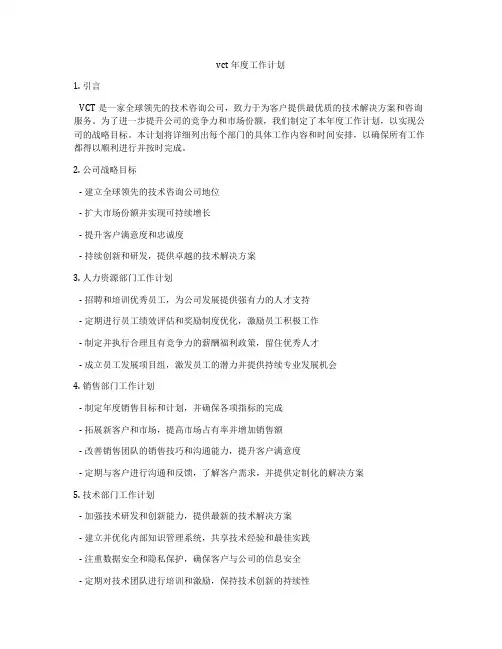 vct年度工作计划