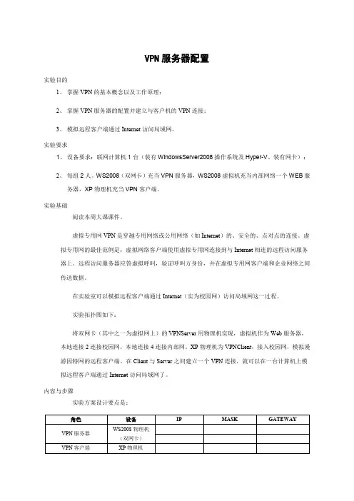 VPN网络的配置实验