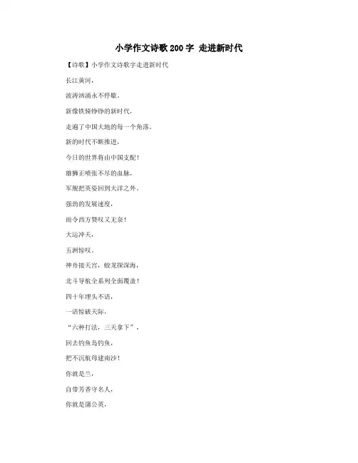 小学作文诗歌200字 走进新时代