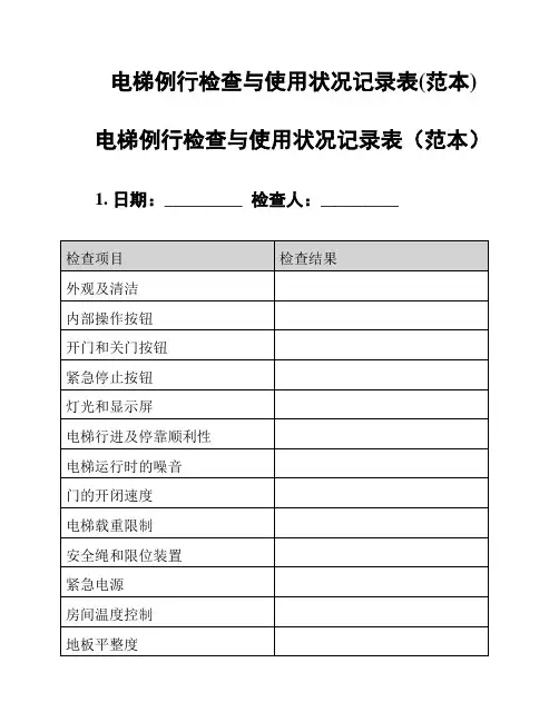 电梯例行检查与使用状况记录表(范本)
