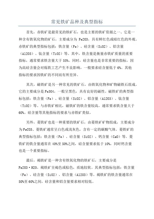 常见铁矿品种及典型指标