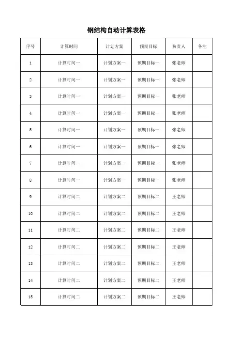 钢结构自动计算表格