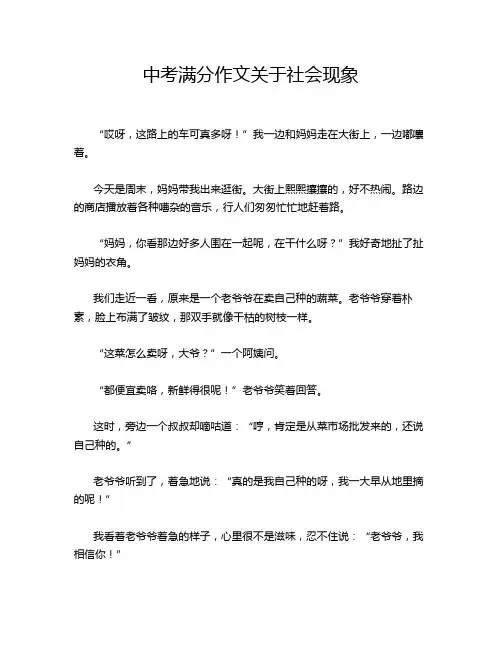 中考满分作文关于社会现象