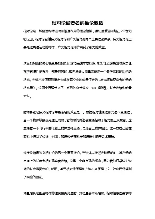 相对论最著名的推论概括
