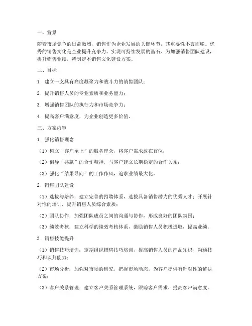销售文化建设方案
