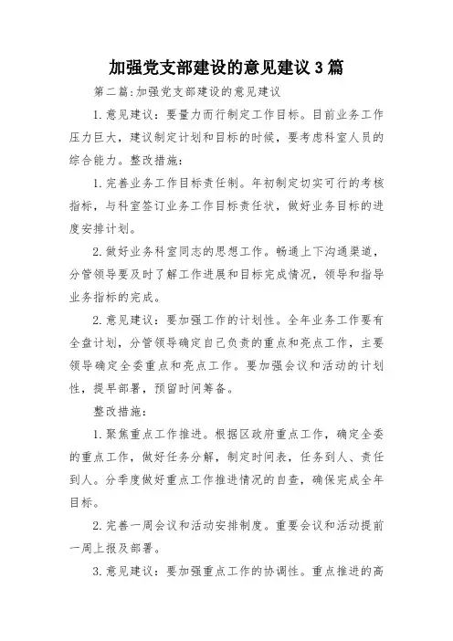 加强党支部建设的意见建议3篇