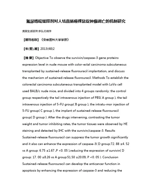 氟尿嘧啶缓释剂对人结直肠癌裸鼠促肿瘤凋亡的机制研究