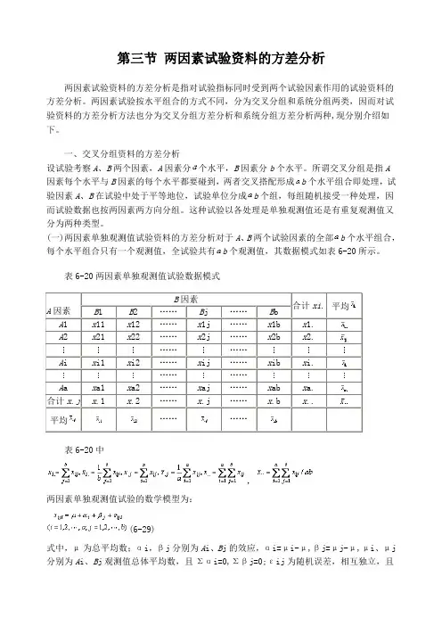 3两因素试验资料的方差分析  重点