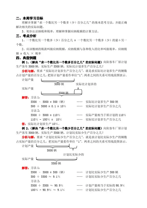 第一周：求一个数比另一个数多(少)百分之几、纳税问题(含试题和答案)