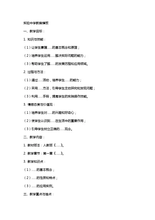 实验中学教案模板
