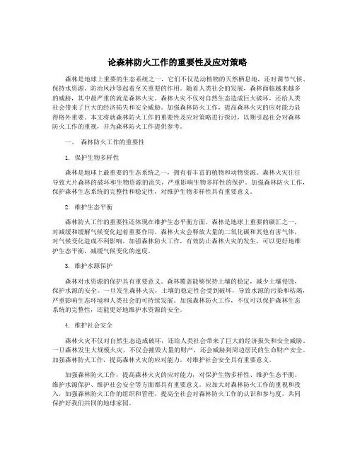 论森林防火工作的重要性及应对策略