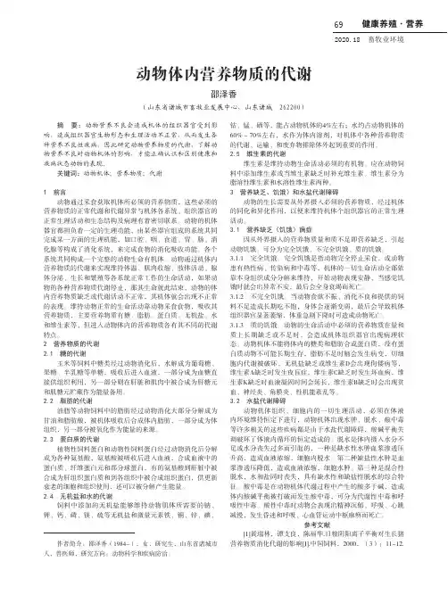 动物体内营养物质的代谢