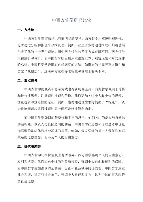 中西方哲学研究比较