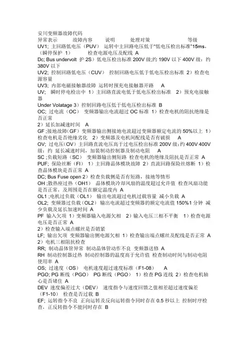 变频器故障报警
