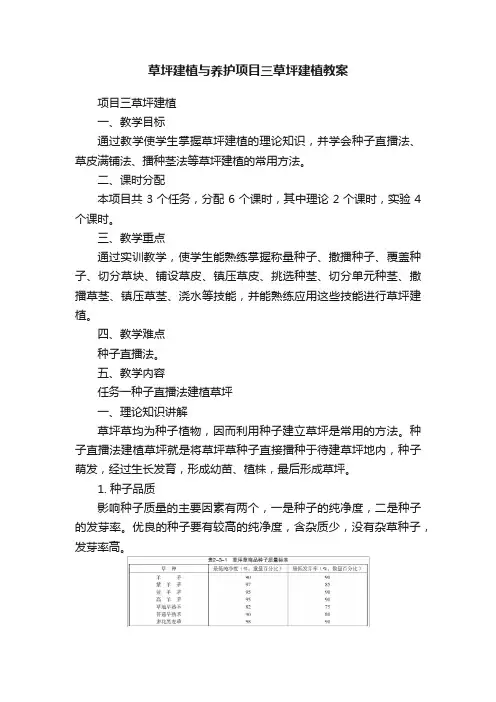草坪建植与养护项目三草坪建植教案