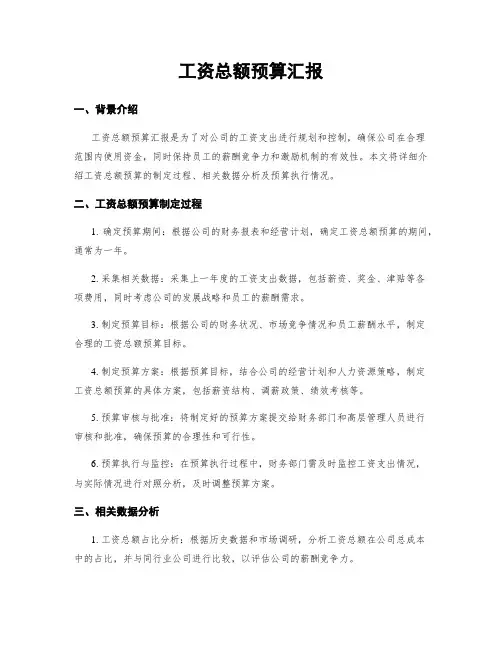 工资总额预算汇报