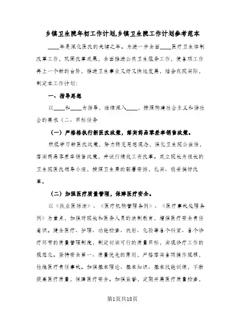 乡镇卫生院年初工作计划,乡镇卫生院工作计划参考范本(5篇)