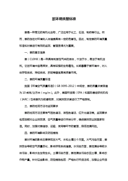 萘环境质量标准