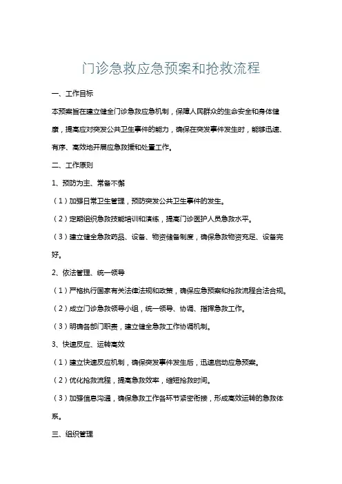 门诊急救应急预案和抢救流程