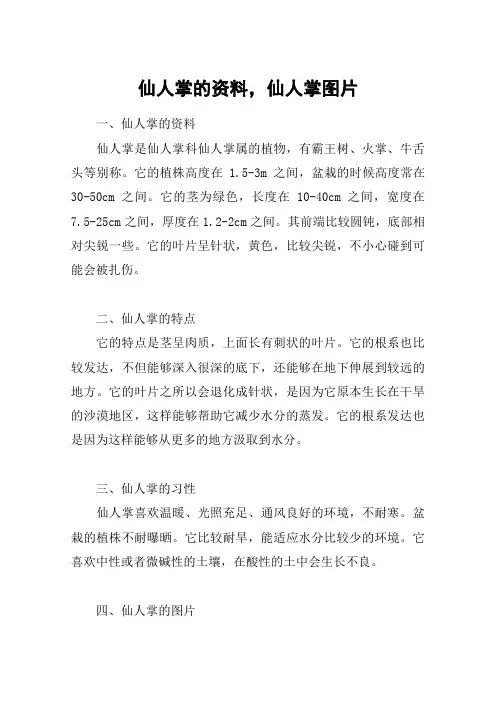 仙人掌的资料,仙人掌图片