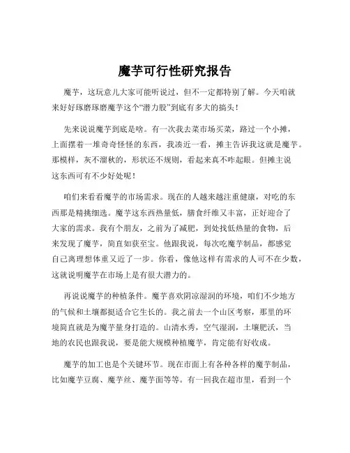 魔芋可行性研究报告