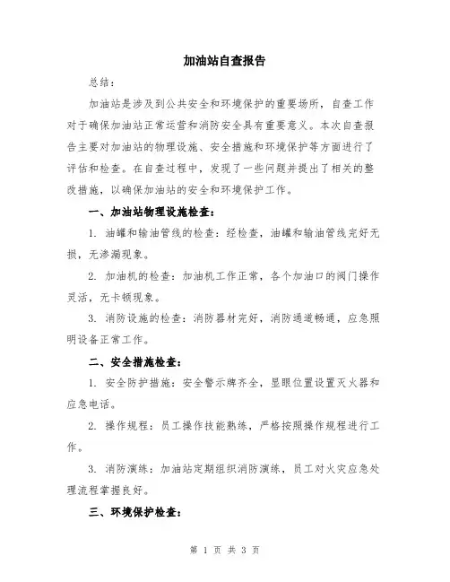 加油站自查报告