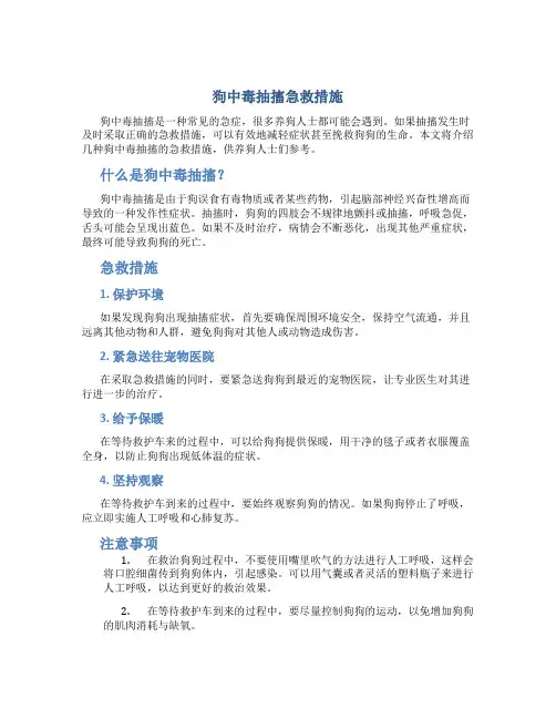 狗中毒抽搐急救措施
