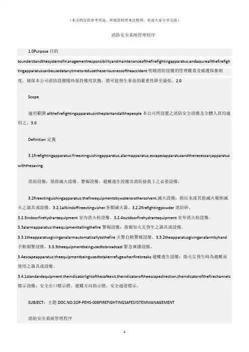 (消防安全)消防安全系统管理程序