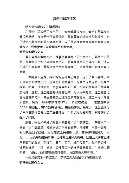 游茶卡盐湖作文