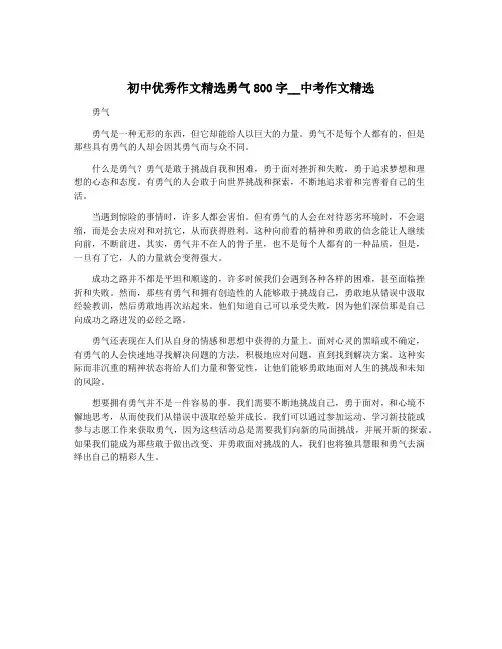 初中优秀作文精选勇气800字__中考作文精选