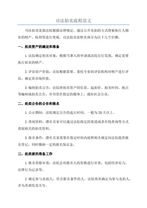 司法拍卖流程范文