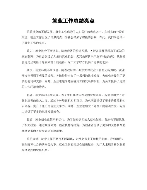 就业工作总结亮点