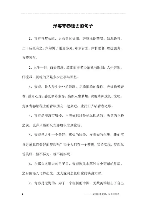 形容青春逝去的句子
