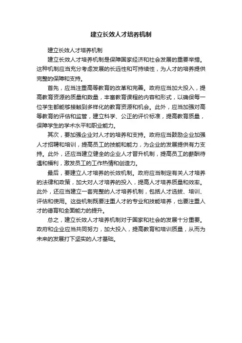 建立长效人才培养机制