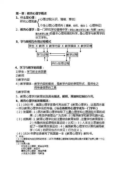 教师资格证《教育心理学》1-3章考点