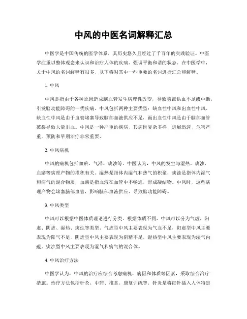 中风的中医名词解释汇总