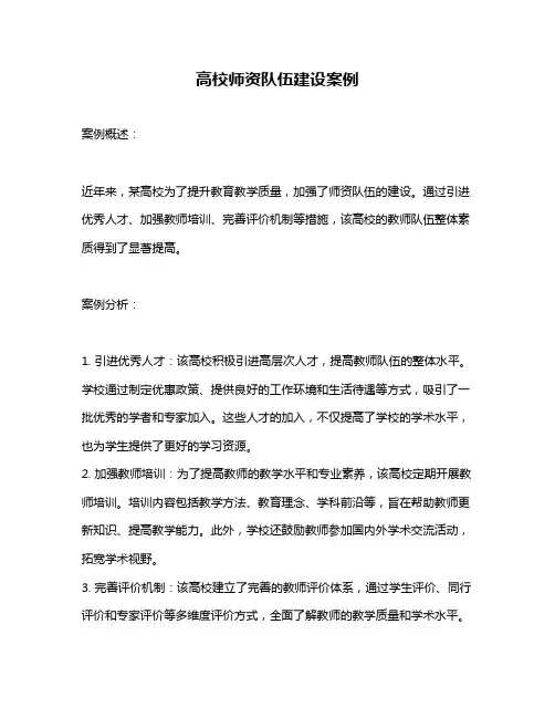 高校师资队伍建设案例