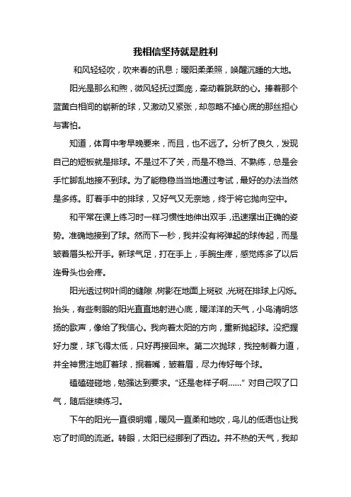 初三作文：我相信坚持就是胜利作文600字