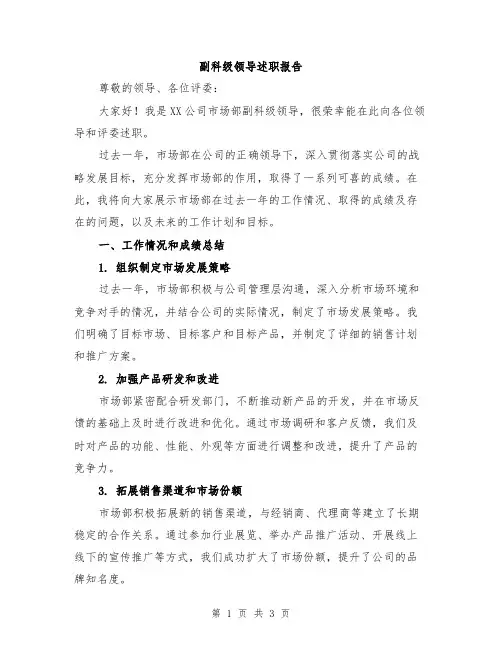副科级领导述职报告