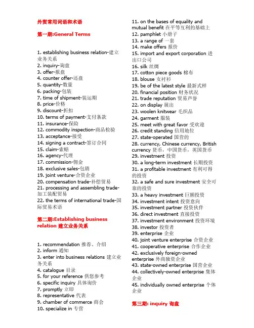 外贸英语常用词汇