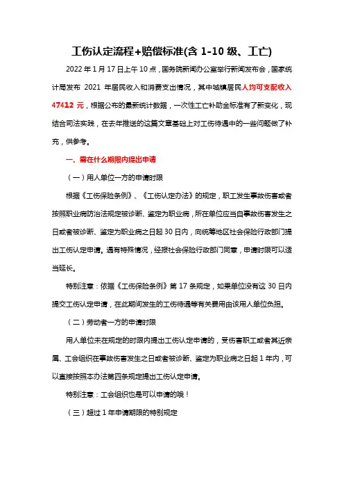 (2024版)工伤认定流程及赔偿标准(含1-10级、工亡)