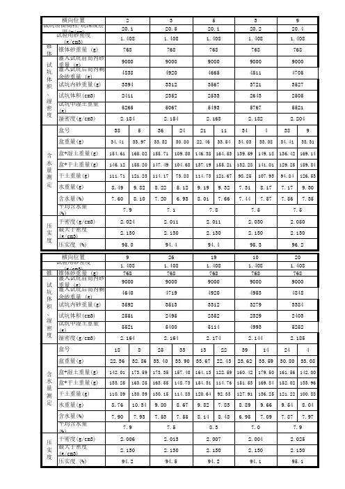 压实度试验记录计算程序