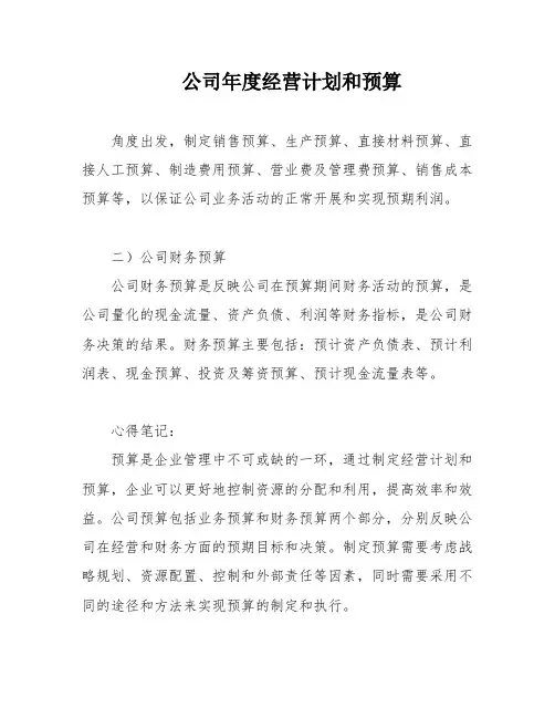 公司年度经营计划和预算