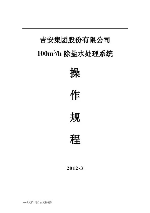 除盐水操作规程