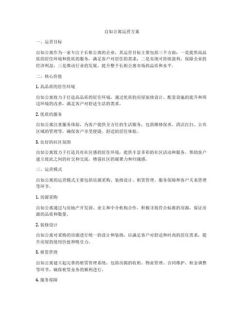 自如公寓运营方案
