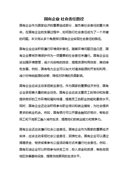 国有企业 社会责任路径