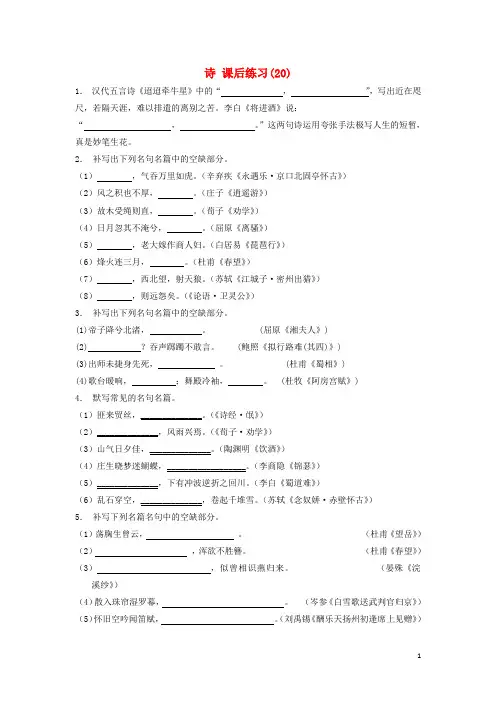 江苏省高考语文专项复习 名句名篇 诗练习(20)