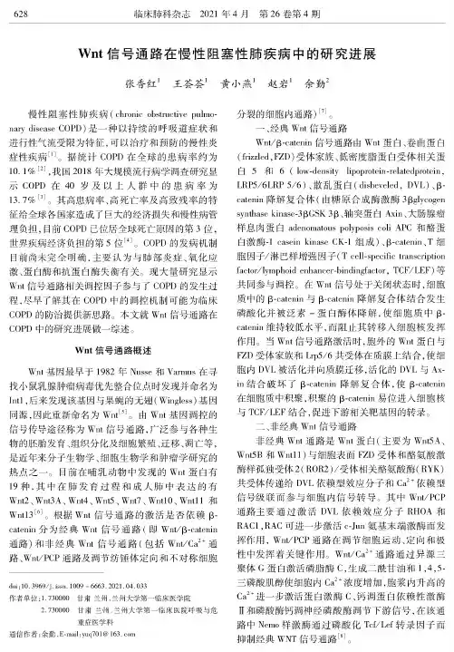Wnt信号通路在慢性阻塞性肺疾病中的研究进展